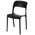 Fabulaxe Modern Plastic Outdoor Dining Chair with Open Curved Back, Black QI004227.BK